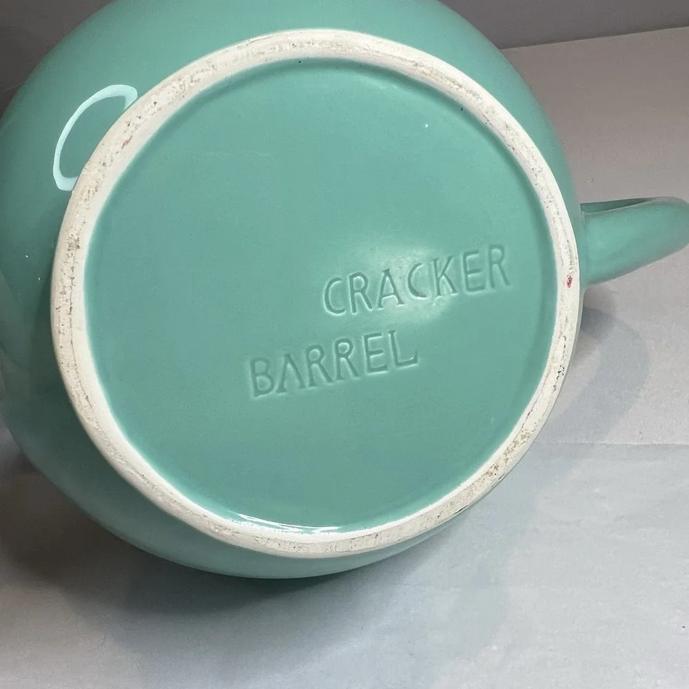 Vintage Cracker Barrel Tea‎ Pot Blue Ceramic Aqua Green